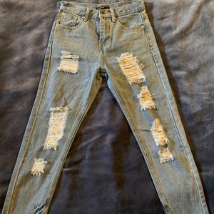 Distressed Blue Jeans